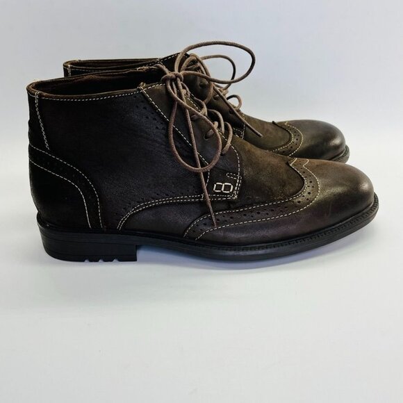 English Laundry Mens Chuck Size 10.5 Ankle Boots Brown Leather Wingtip EL2504B - Picture 3 of 15